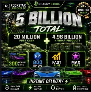 GTA V PC Enhanced - Rockstar Launcher - 5 Billion Total Money - 30 Million Pure Cash & Hangar Cash - 10 Modded Cars - 20 Modded Outfits - Level 800+ - Fast Run - Max Stats