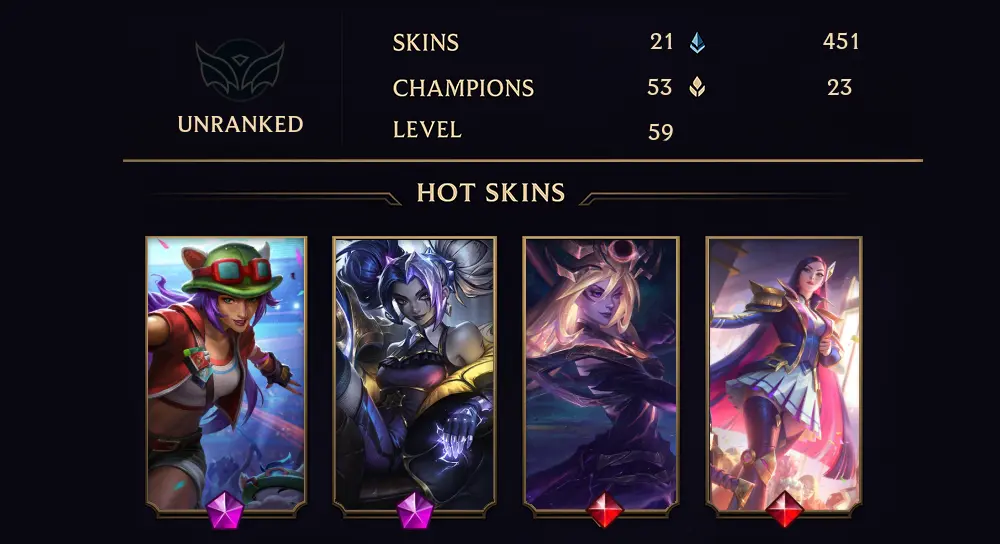 UNRANKED - 59 LVL - 21 SKIN