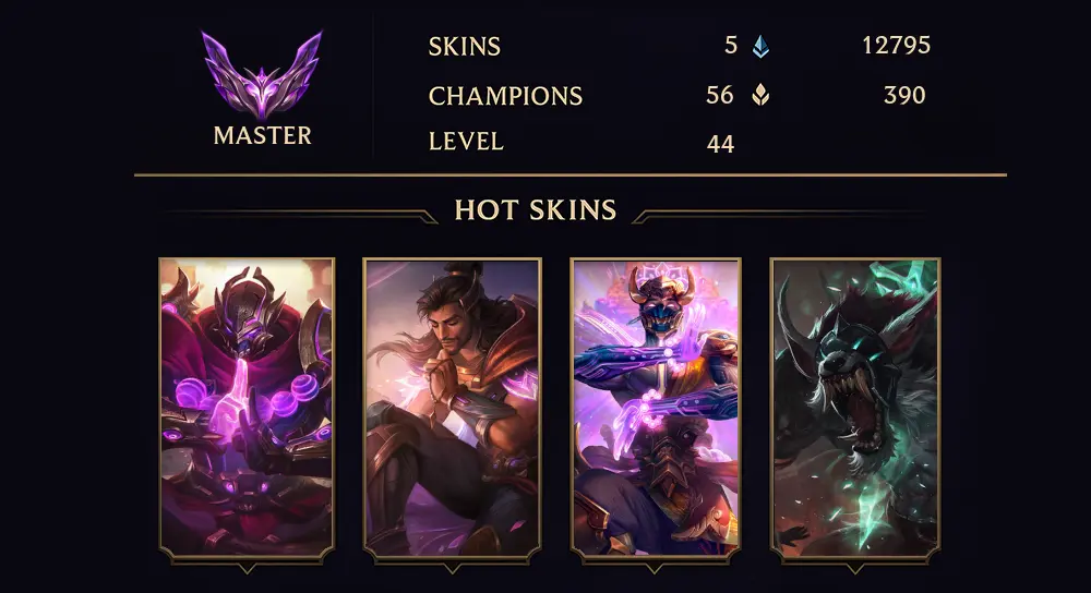 EUW - MASTER I - 44 LVL - 5 SKIN