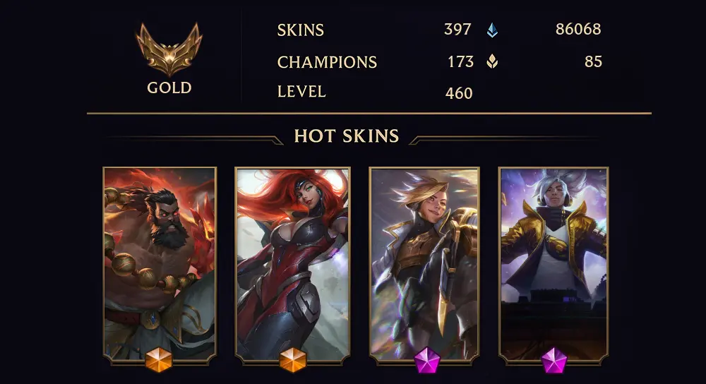 GOLD IV - 460 LVL - 397 SKIN