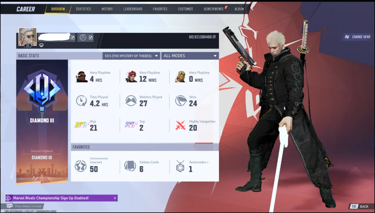 PC - Steam - Diamond 3 - 94% Winrate - 500+ Units and 10k+ Chrono Coin with Magneto and Namor Skins - Battle Pass
