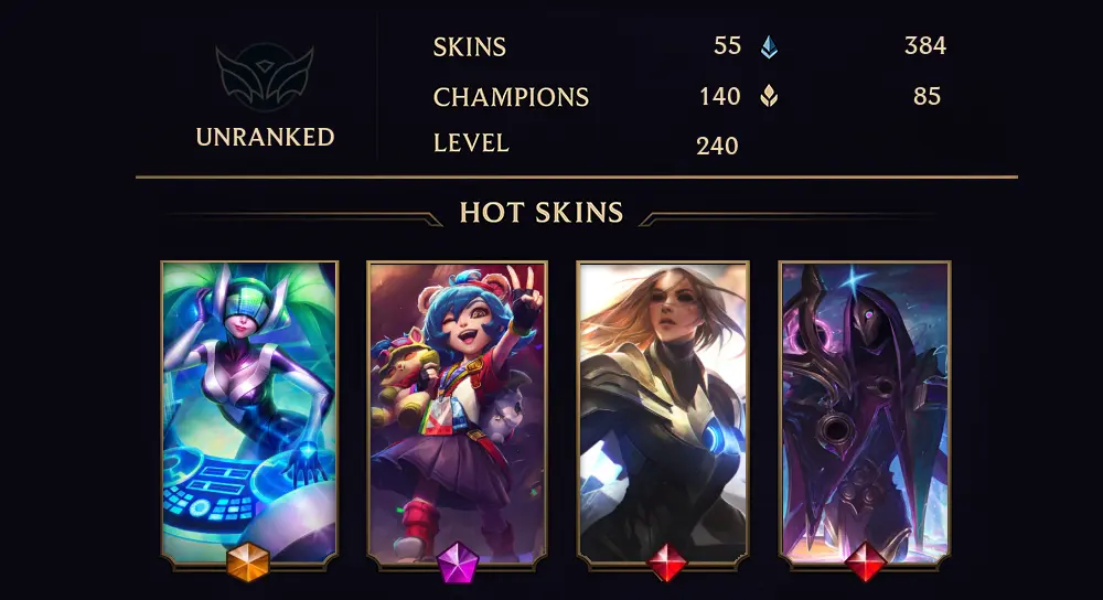 UNRANKED - 240 LVL - 55 SKIN