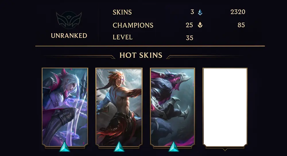 UNRANKED - 35 LVL - 3 SKIN