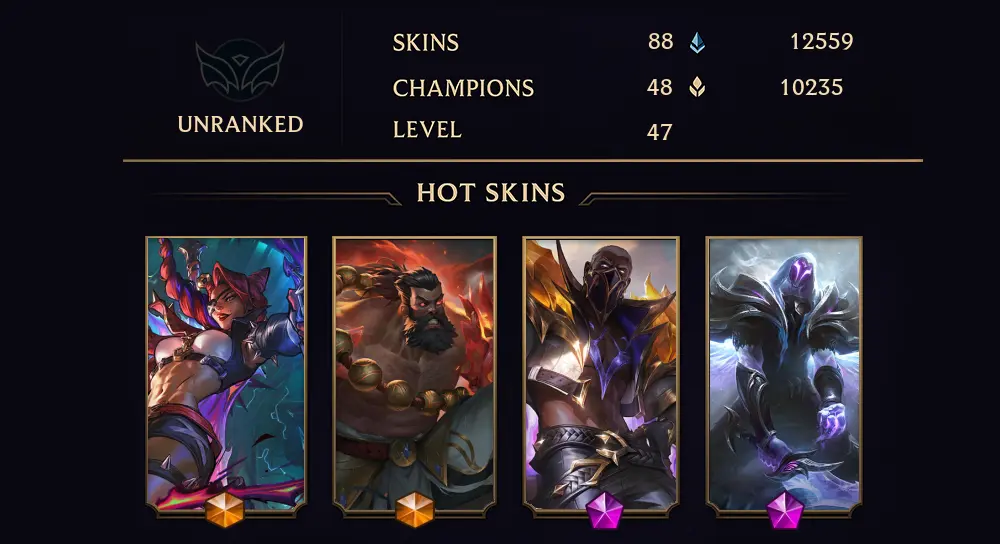 UNRANKED - 47 LVL - 88 SKIN