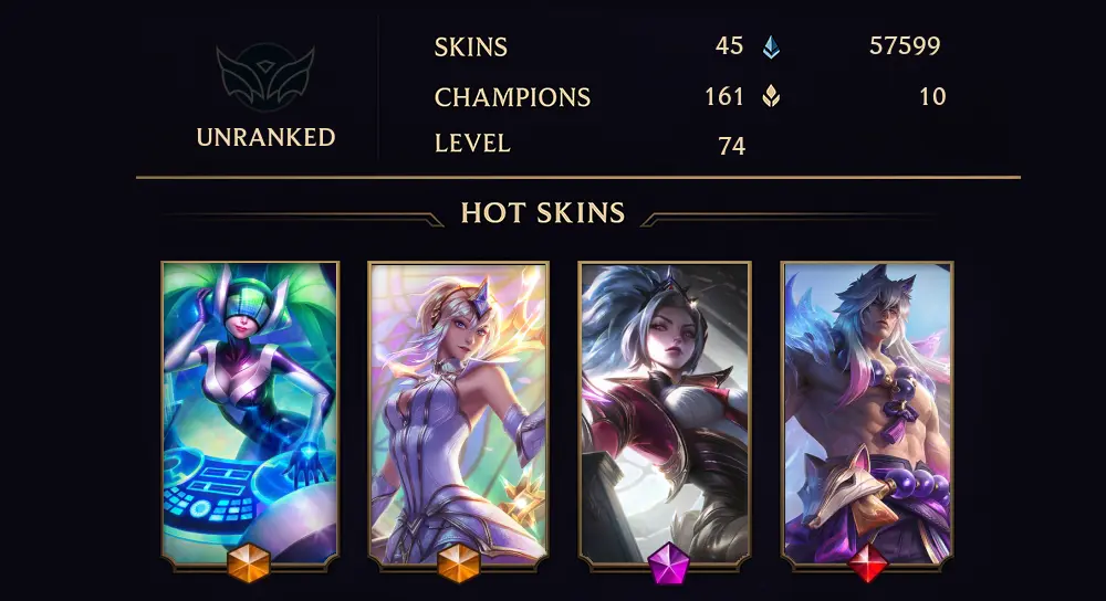UNRANKED - 74 LVL - 45 SKIN