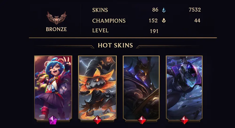 BRONZE II - 191 LVL - 86 SKIN