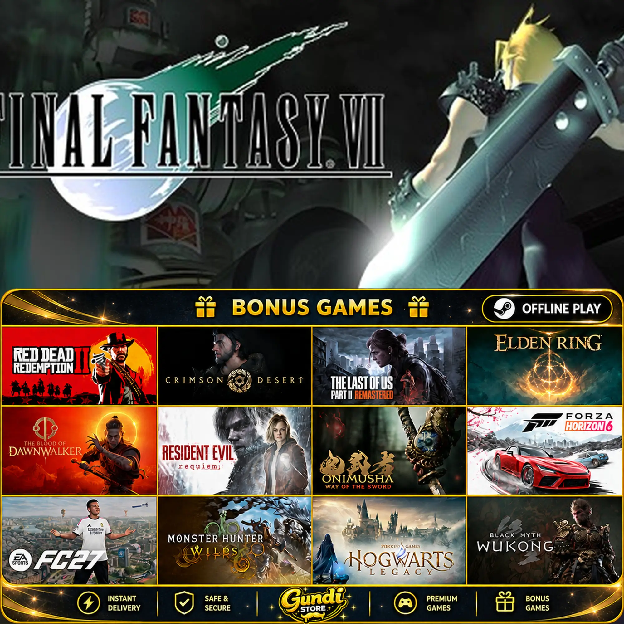 [AUTO CODE] - FINAL FANTASY VII + BONUS GAME
