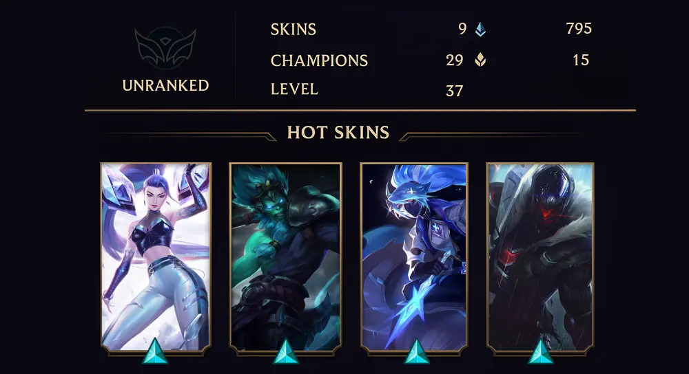 UNRANKED - 37 LVL - 9 SKIN