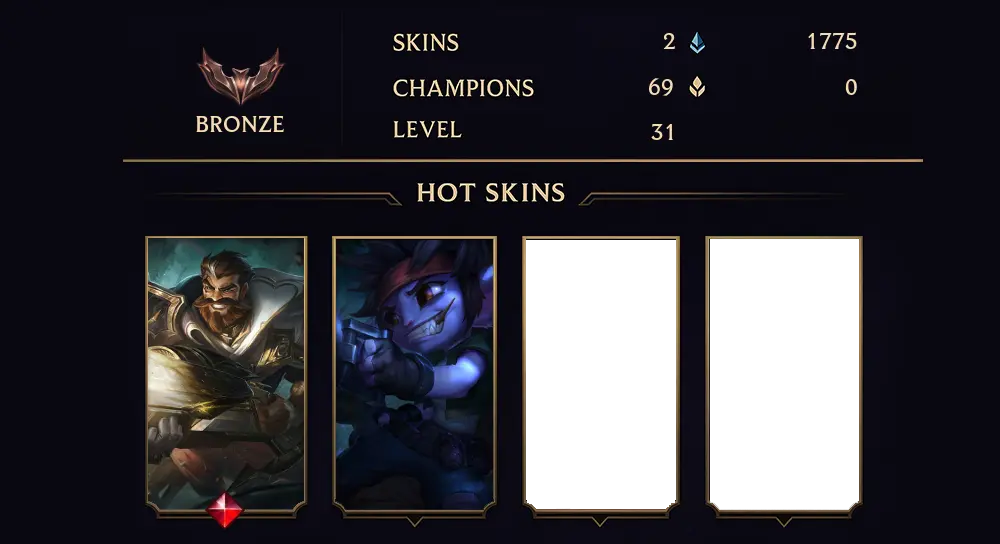BRONZE IV - 31 LVL - 2 SKIN