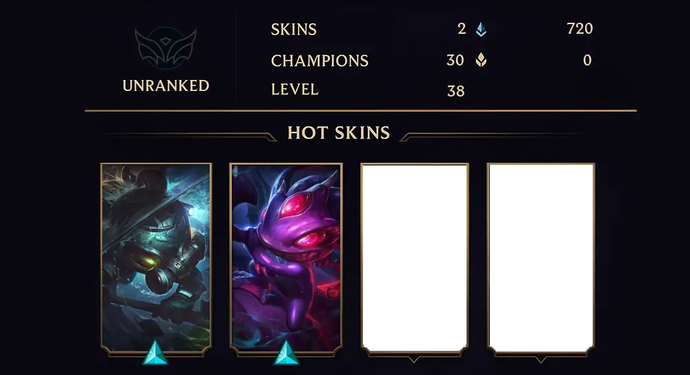 UNRANKED - 38 LVL - 2 SKIN