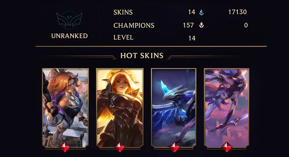 UNRANKED - 14 LVL - 14 SKIN