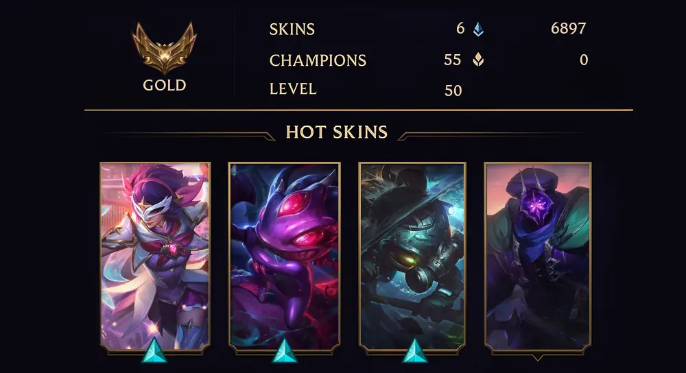 GOLD III - 50 LVL - 6 SKIN