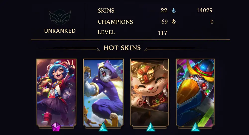UNRANKED - 117 LVL - 22 SKIN