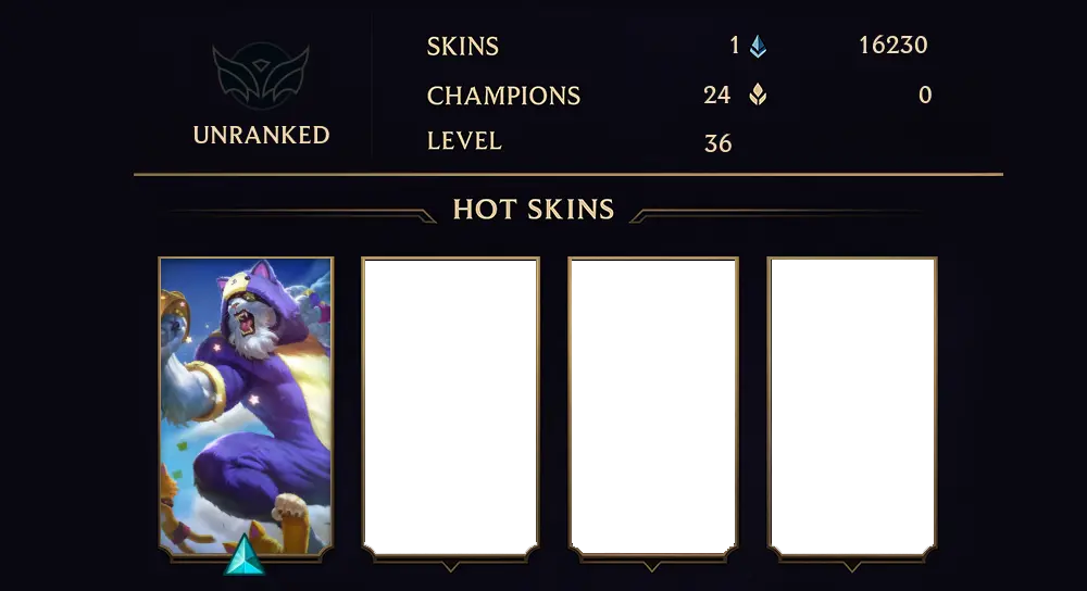 UNRANKED - 36 LVL - 1 SKIN