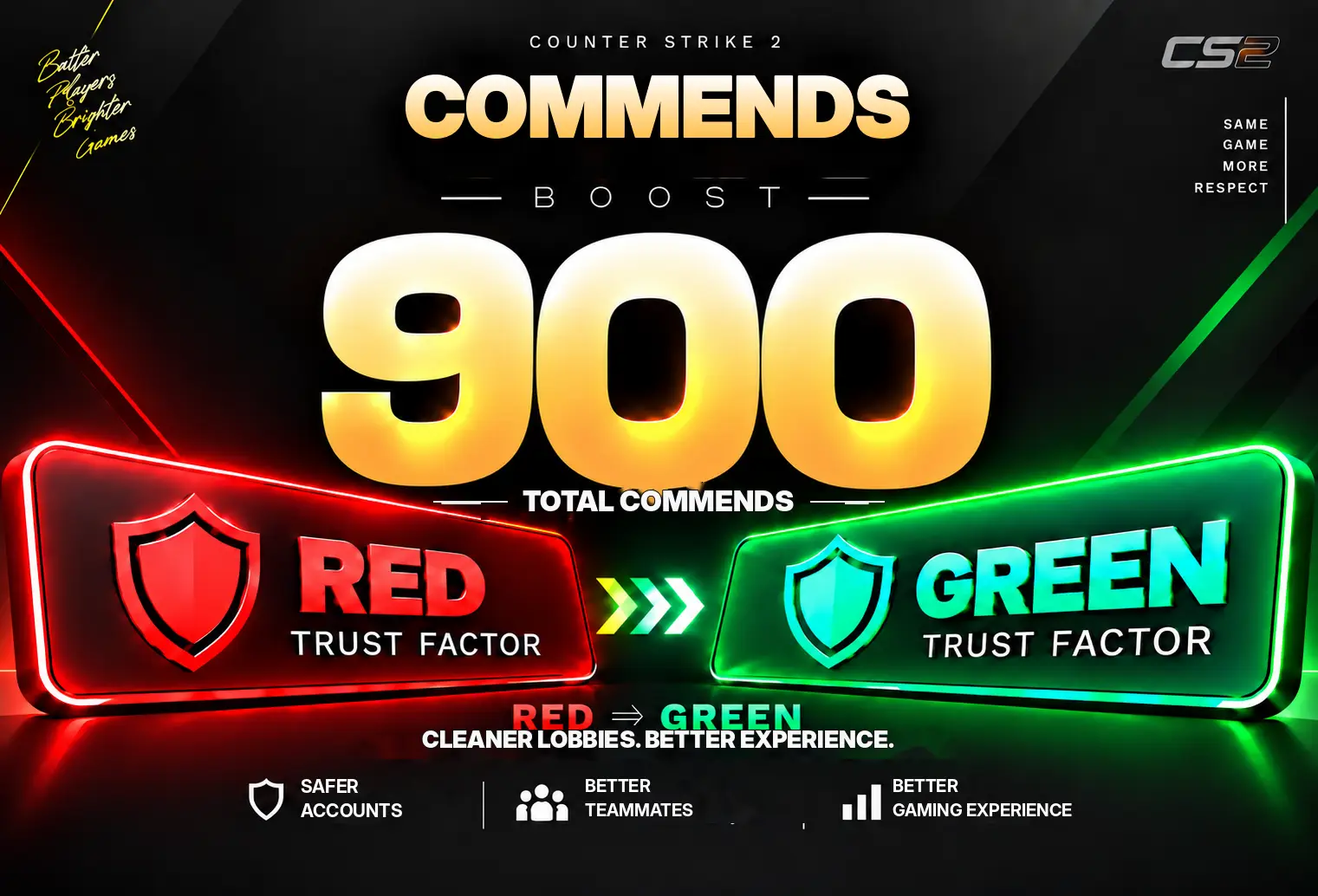 🤍CS2 COMMENDS BOOST🤍(300/300/300)🤍GREEN FACTOR, LIKES, PRAISE🤍