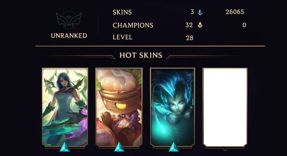 UNRANKED - 28 LVL - 3 SKIN