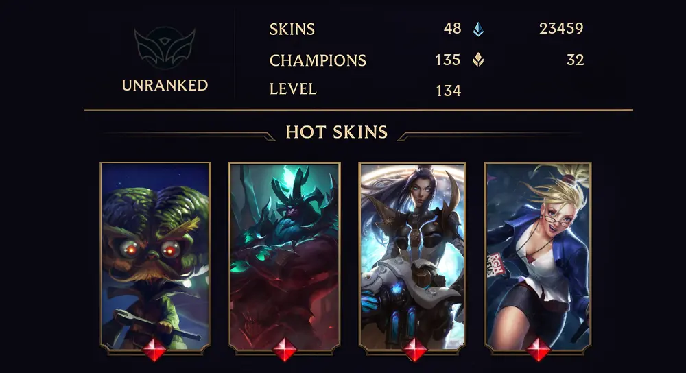 UNRANKED - 134 LVL - 48 SKIN