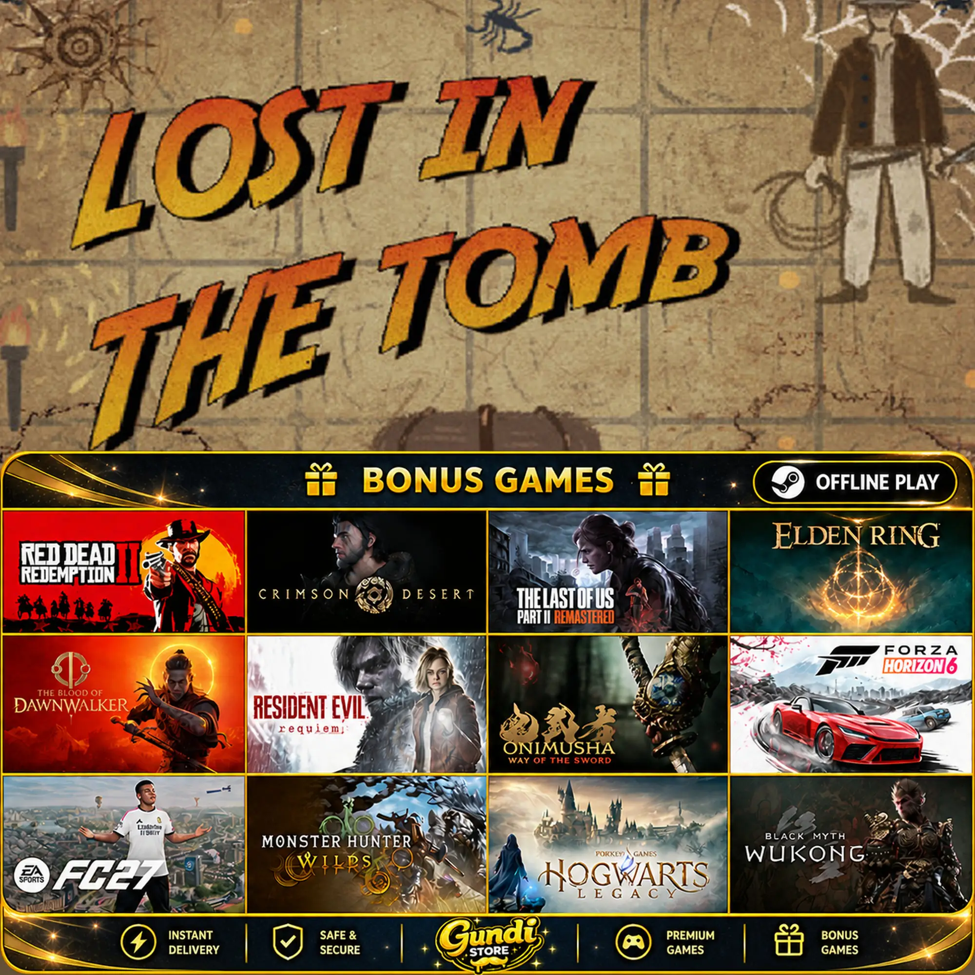 [AUTO CODE] - Lost in the tomb + BONUS GAME