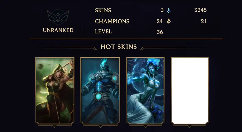 UNRANKED - 36 LVL - 3 SKIN