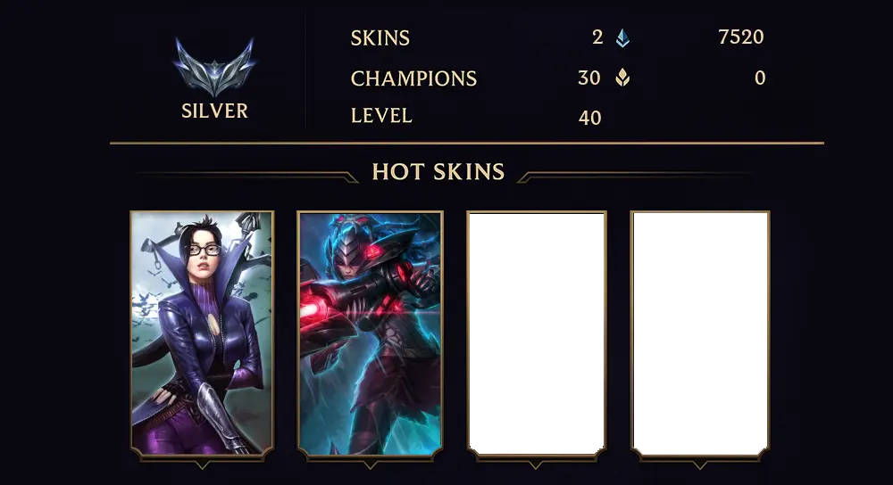 SILVER II - 40 LVL - 2 SKIN