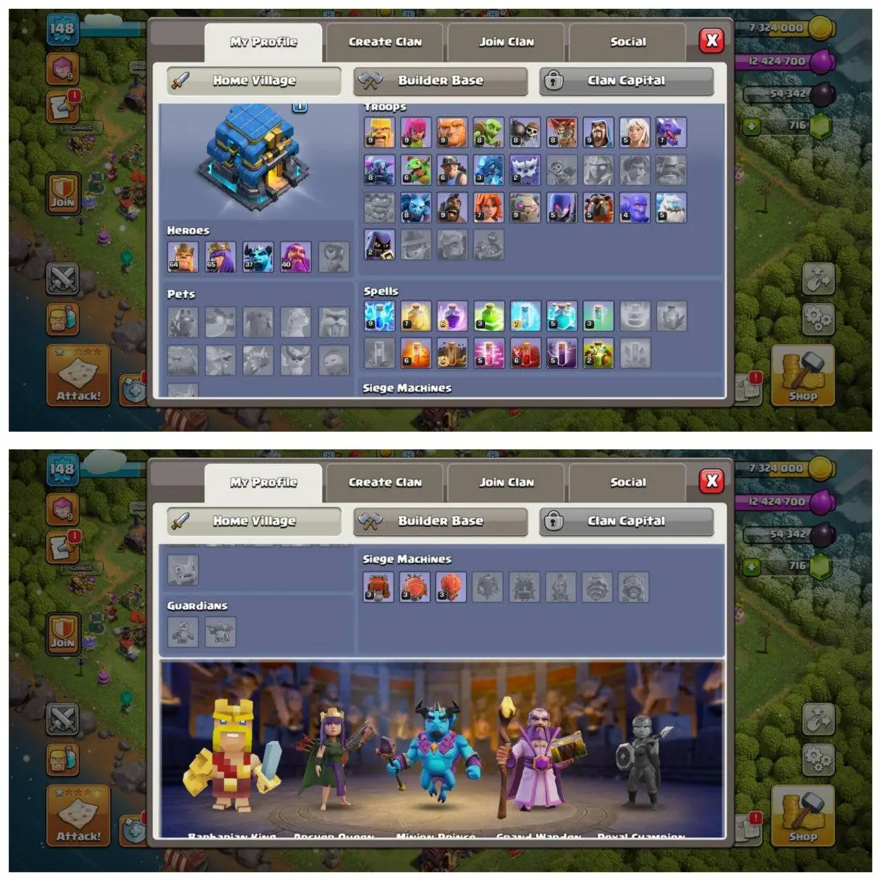 {65% DISCOUNT} TH12 PURE MAX ID⚡️3 EPIC EQUIPMENT⚡️XP-148⚡️HERO 65-65-37-40⚡️500 GEMS NAME CHANGE⚡️237 CWL MEDALS⚡️ MAGIC ITEMS⚡️OP LAB⚡️INSTANT DELIVERY 🚚