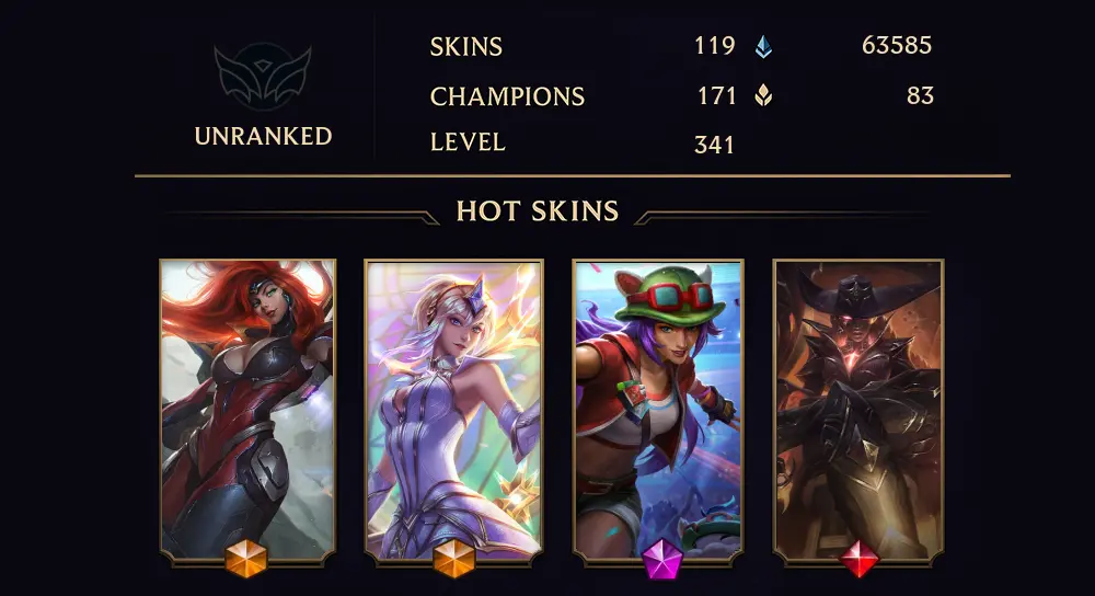 UNRANKED - 341 LVL - 119 SKIN