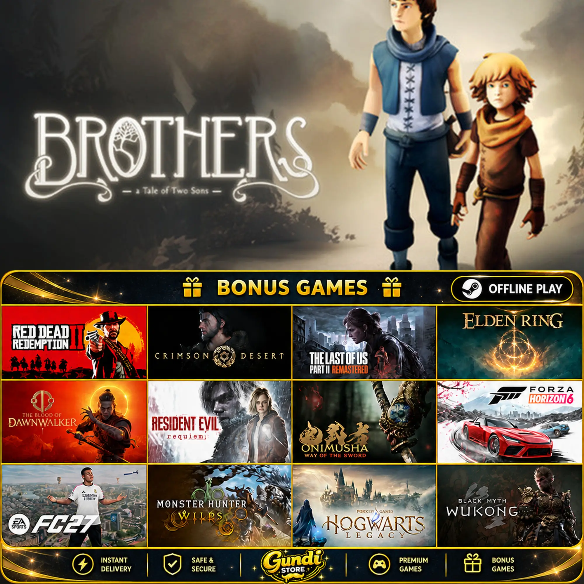 [AUTO CODE] - Brothers - A Tale of Two Sons + BONUS GAME