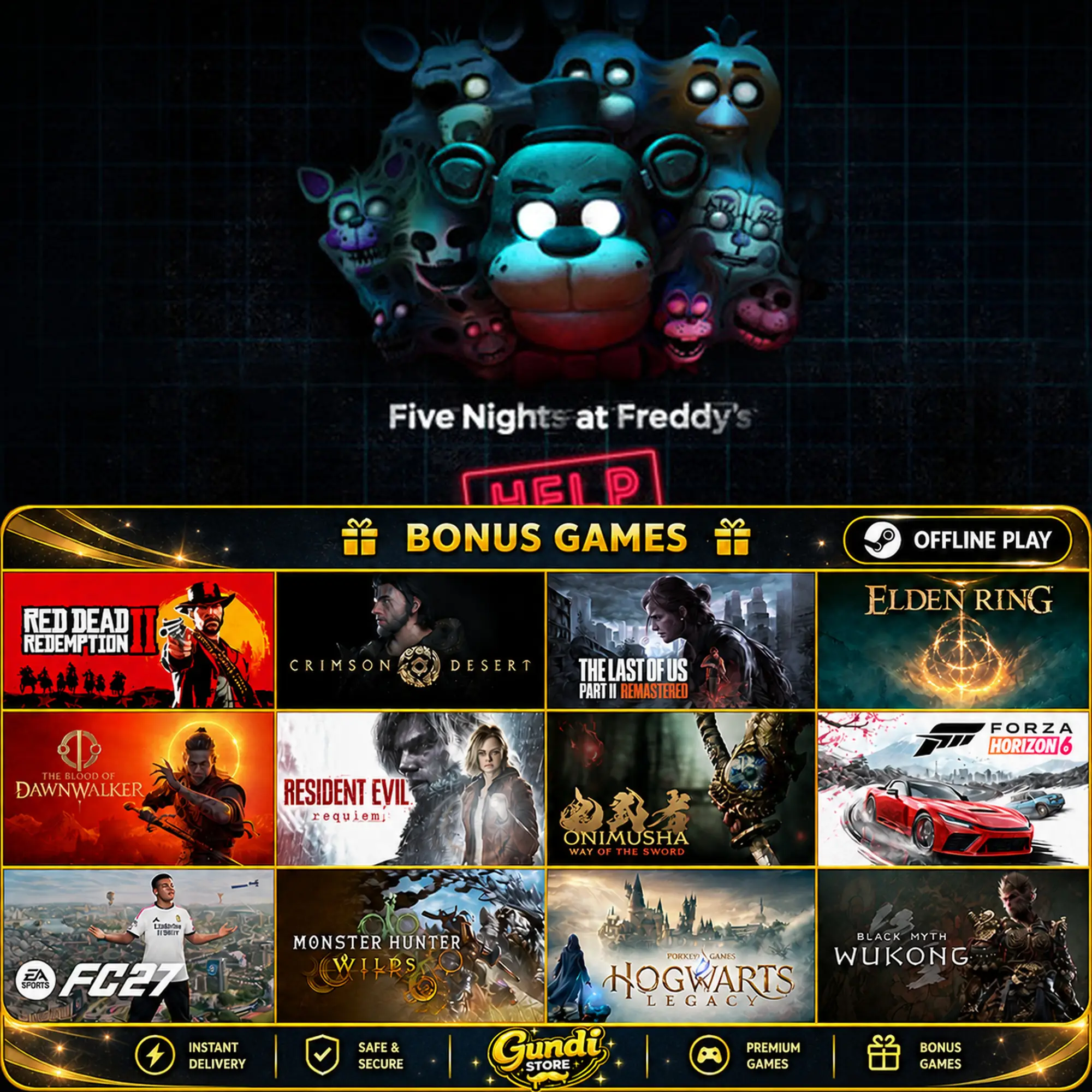 [AUTO CODE] - FIVE NIGHTS AT FREDDY'S_ HELP WANTED + BONUS GAME