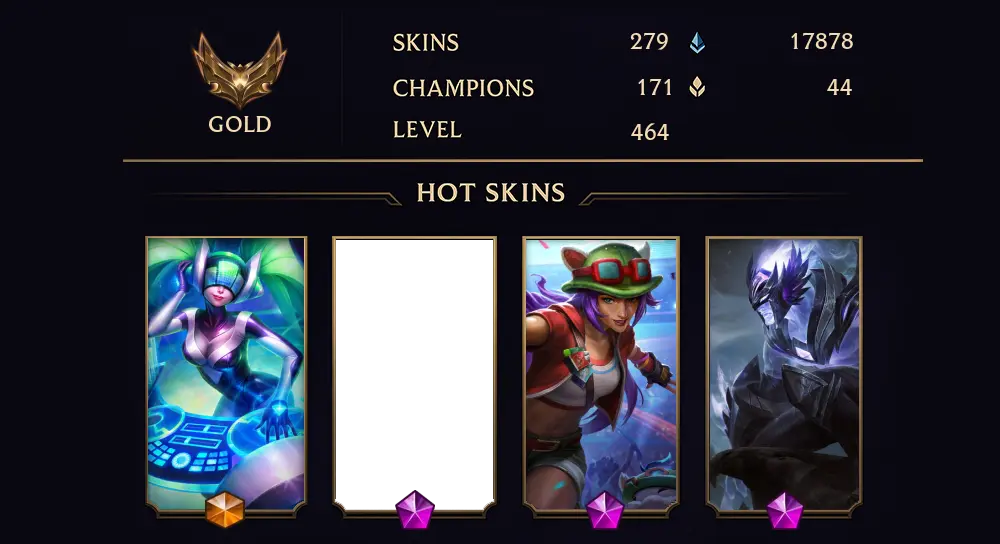 GOLD IV - 464 LVL - 279 SKIN