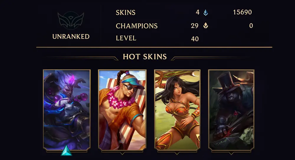 UNRANKED - 40 LVL - 4 SKIN
