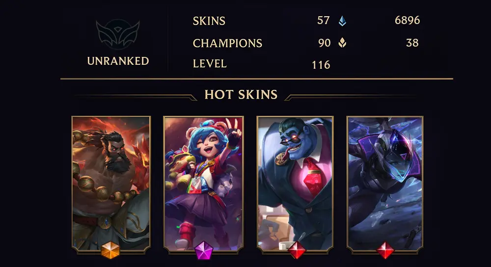 UNRANKED - 116 LVL - 57 SKIN