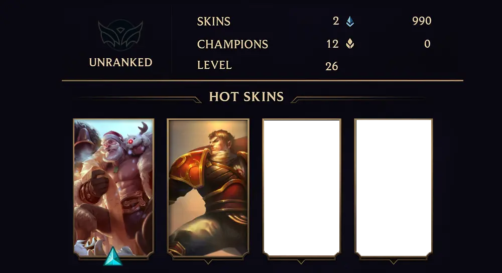 UNRANKED - 26 LVL - 2 SKIN