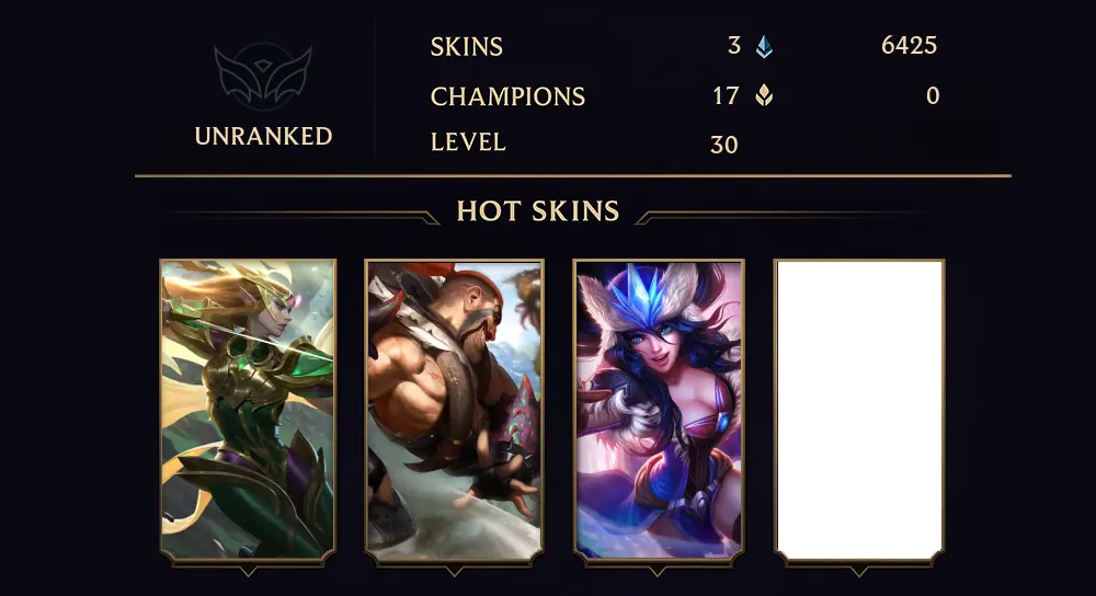 UNRANKED - 30 LVL - 3 SKIN