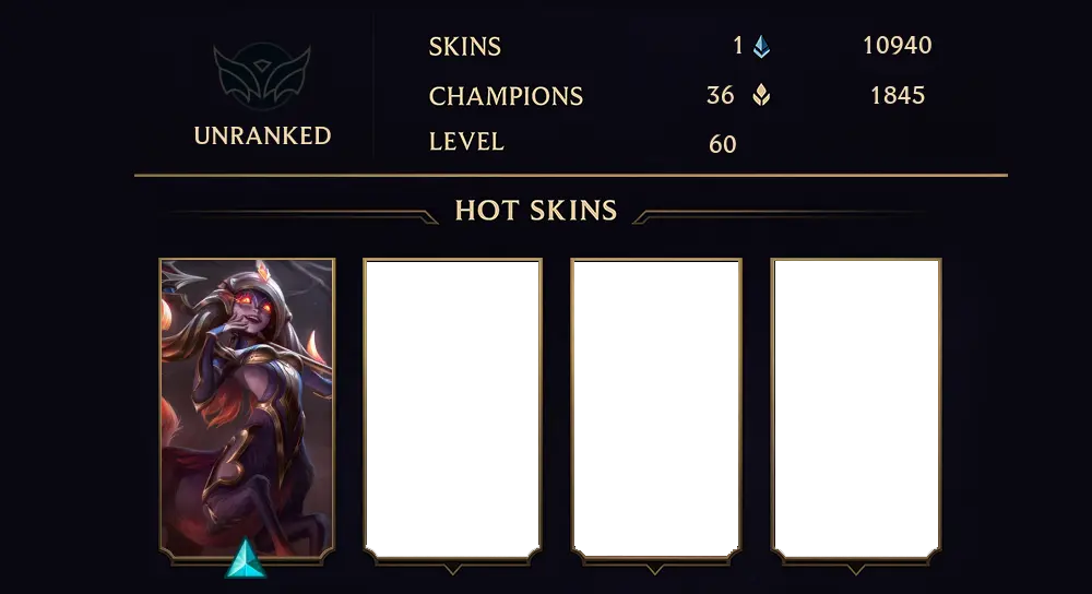 UNRANKED - 60 LVL - 1 SKIN