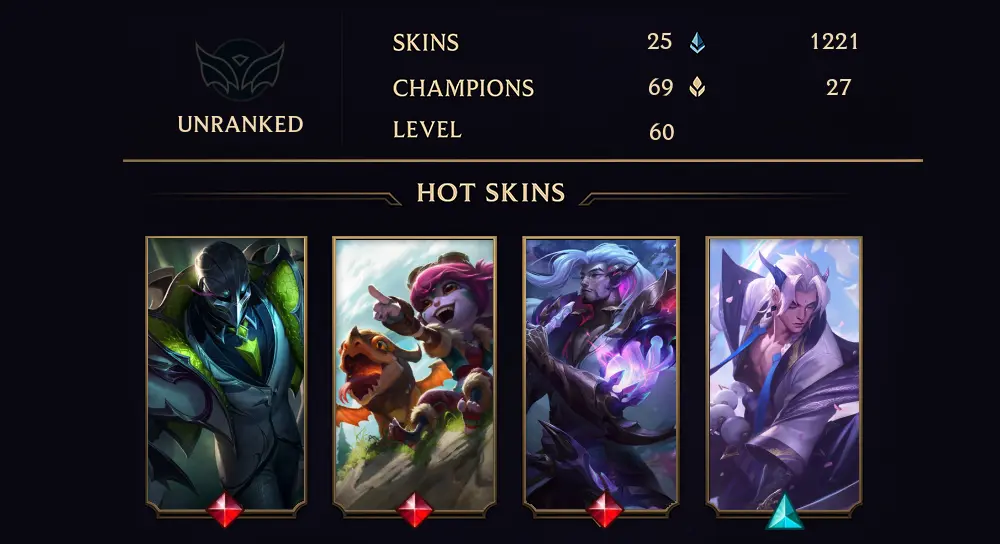 UNRANKED - 60 LVL - 25 SKIN