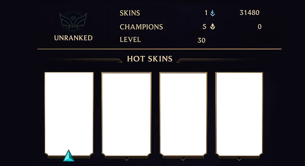 UNRANKED - 30 LVL - 1 SKINS