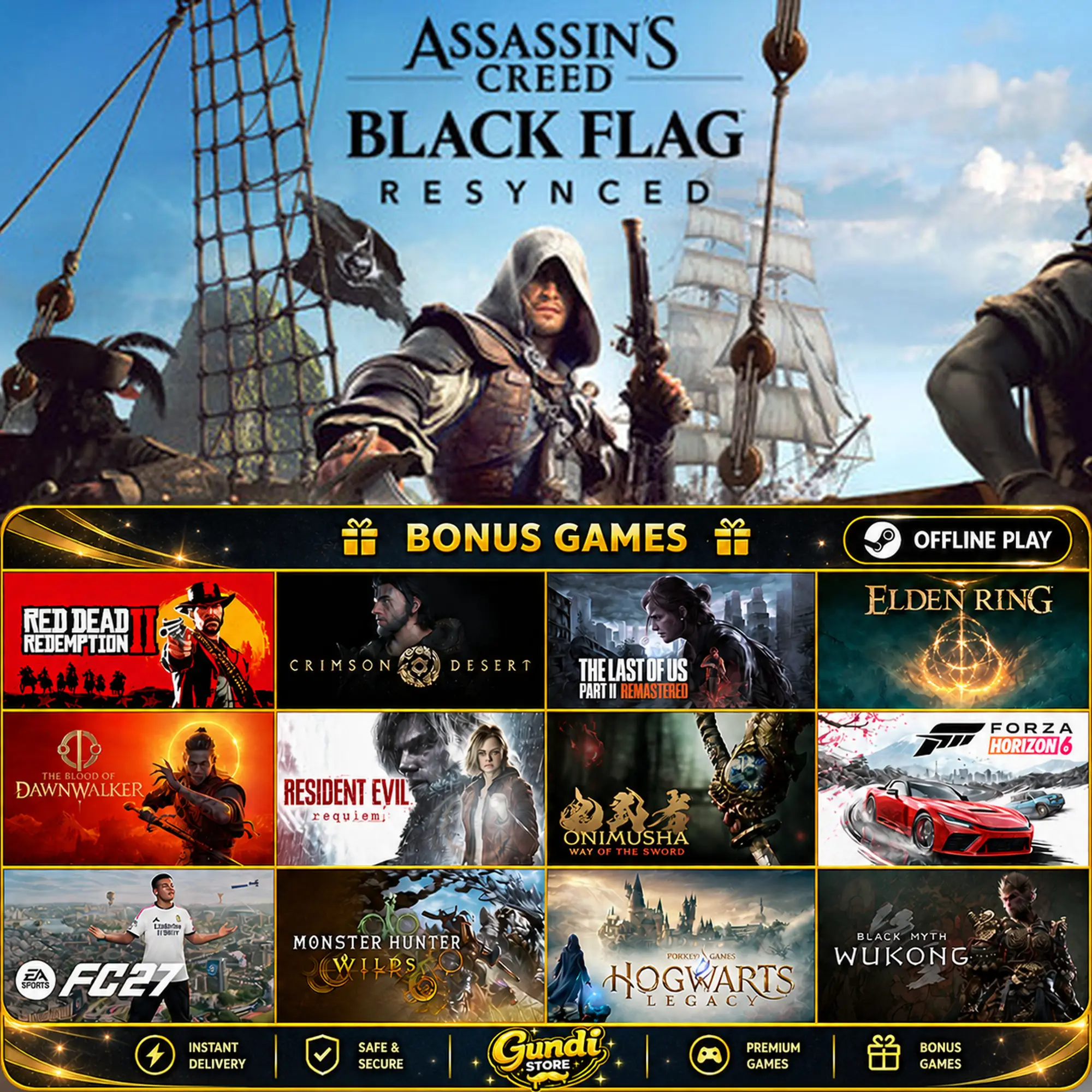 [AUTO CODE] - Assassin's Creed Black Flag Resynced + BONUS GAME