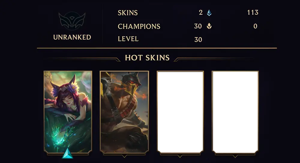UNRANKED - 30 LVL - 2 SKIN