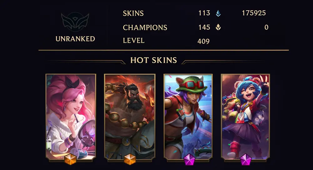 UNRANKED - 409 LVL - 113 SKIN