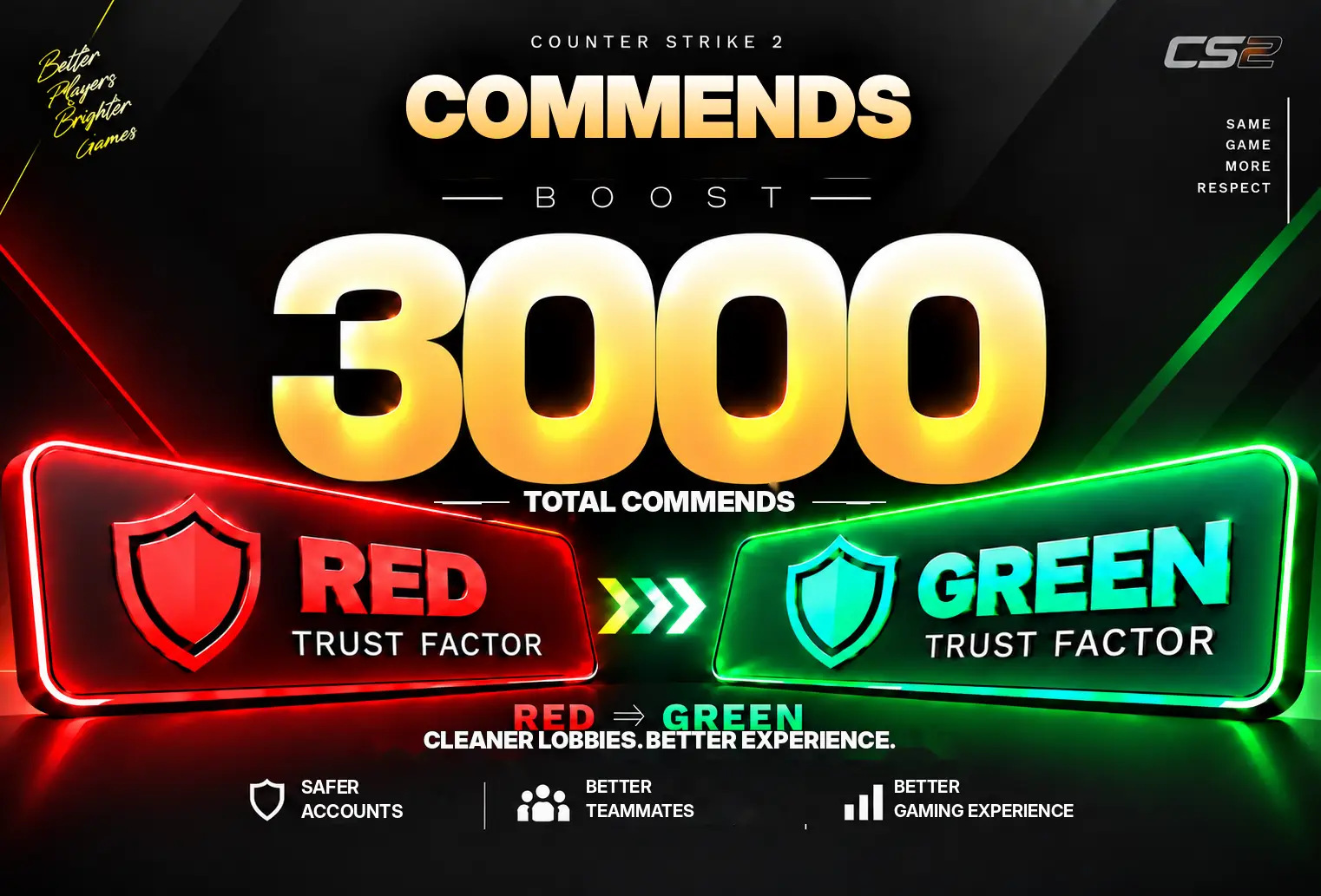 🤍CS2 COMMENDS BOOST🤍(1000/1000/1000)🤍GREEN FACTOR, LIKES, PRAISE🤍