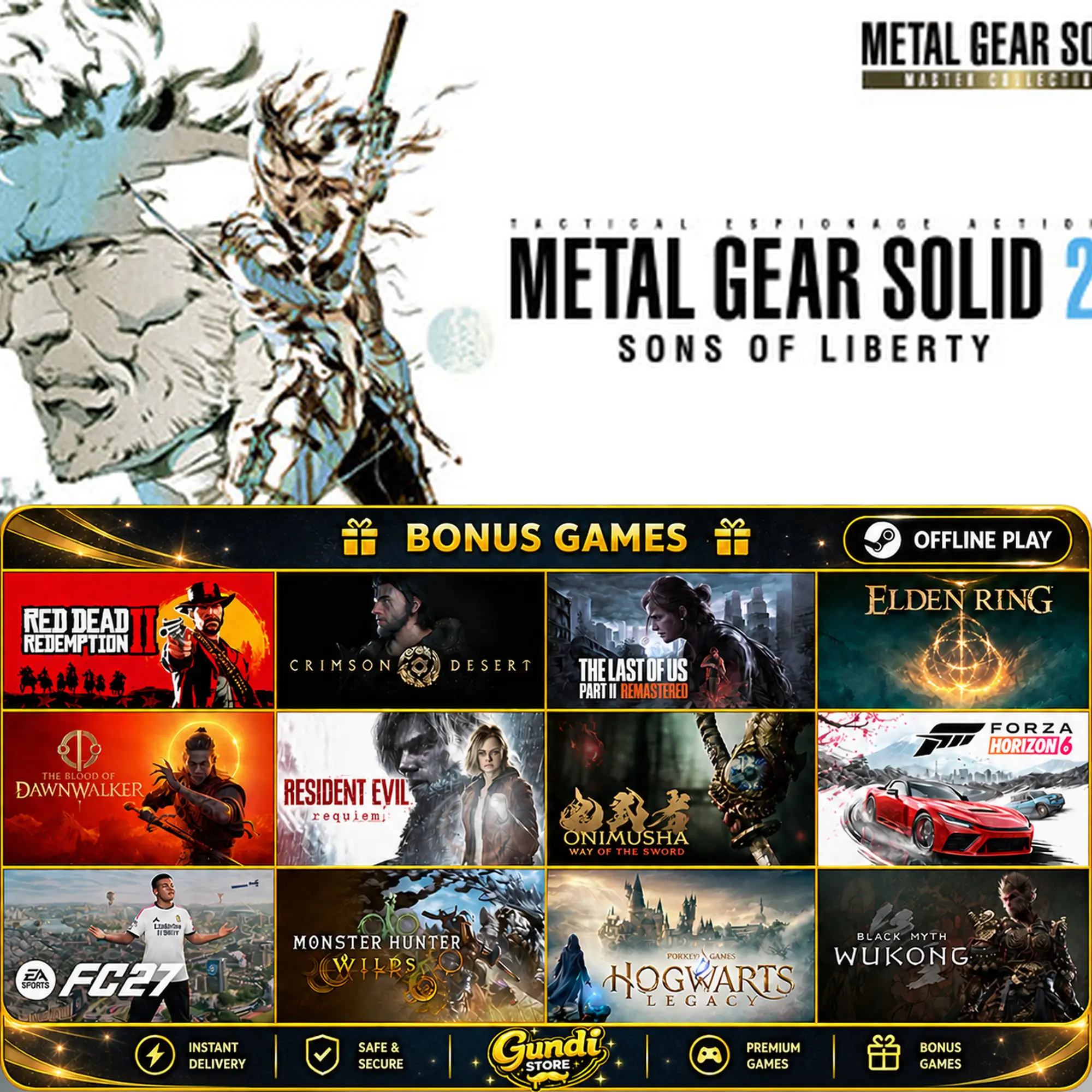 [AUTO CODE] - METAL GEAR SOLID 2_ Sons of Liberty + BONUS GAME