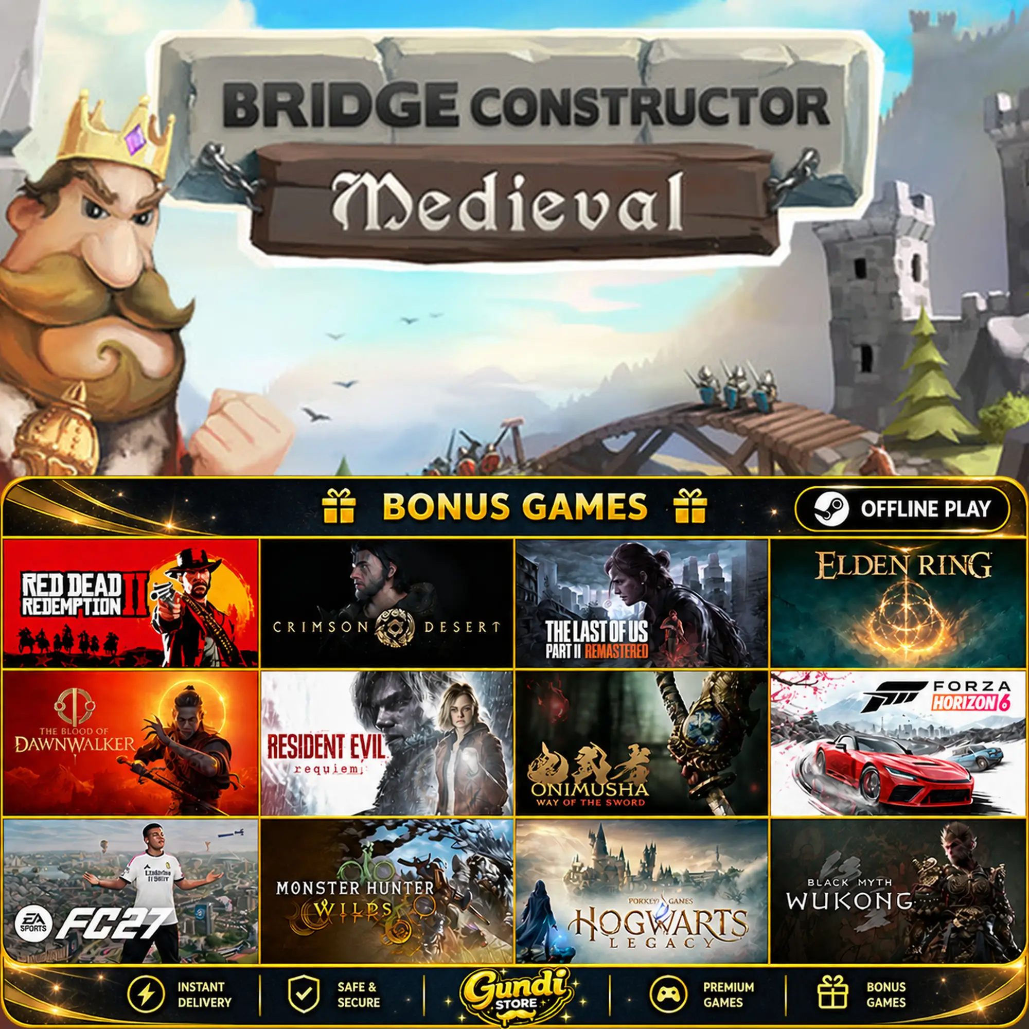 [AUTO CODE] - Bridge Constructor Medieval + BONUS GAME