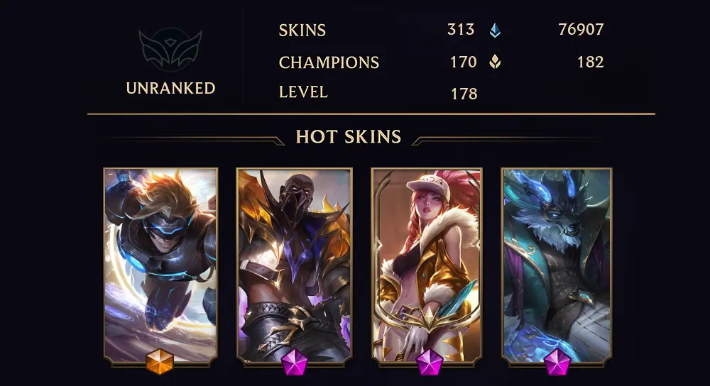 UNRANKED - 178 LVL - 313 SKIN