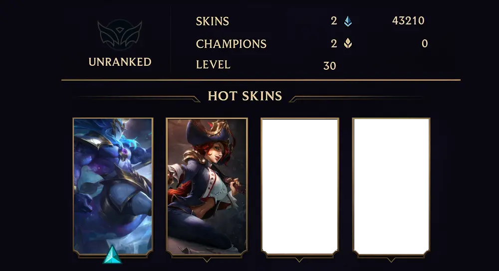 UNRANKED - 30 LVL - 2 SKIN