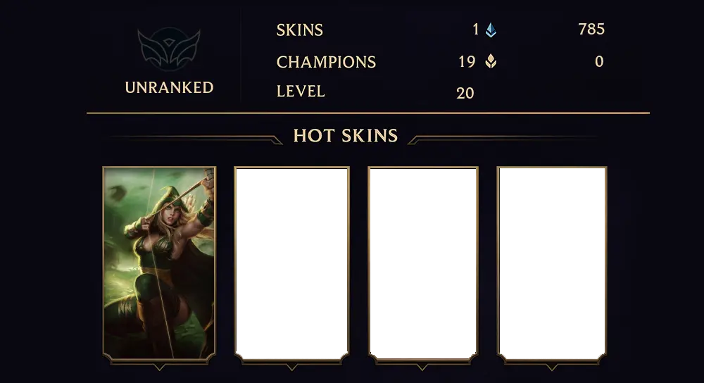 UNRANKED - 20 LVL - 1 SKIN