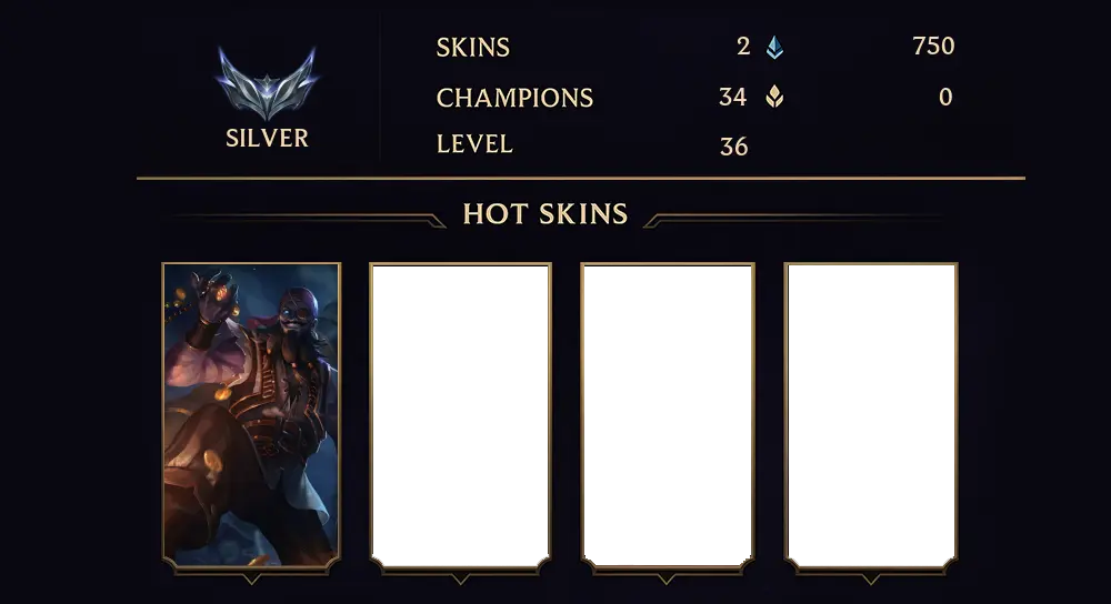 SILVER IV - 36 LVL - 2 SKIN