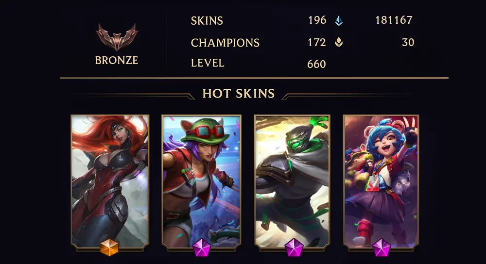 BRONZE III - 660 LVL - 196 SKIN