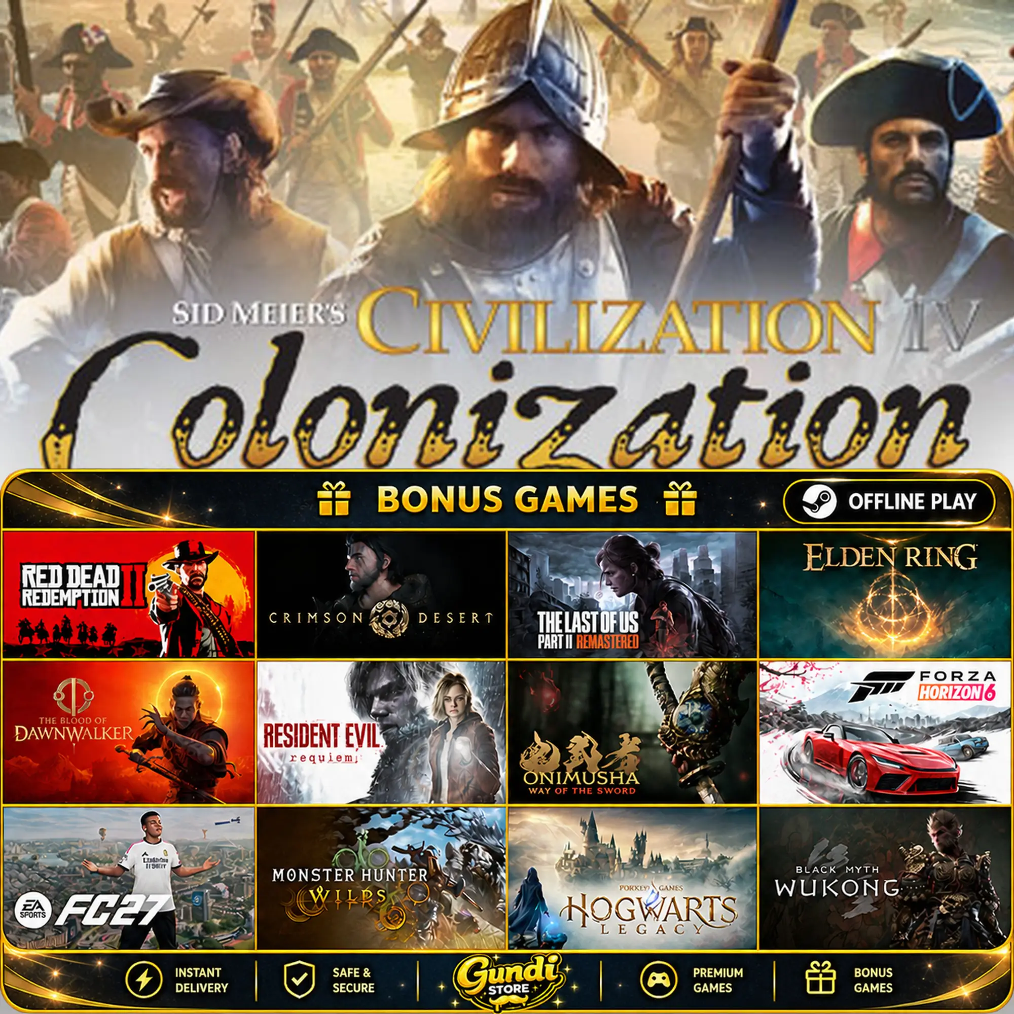 [AUTO CODE] - Sid Meier's Civilization IV_ Colonization + BONUS GAME