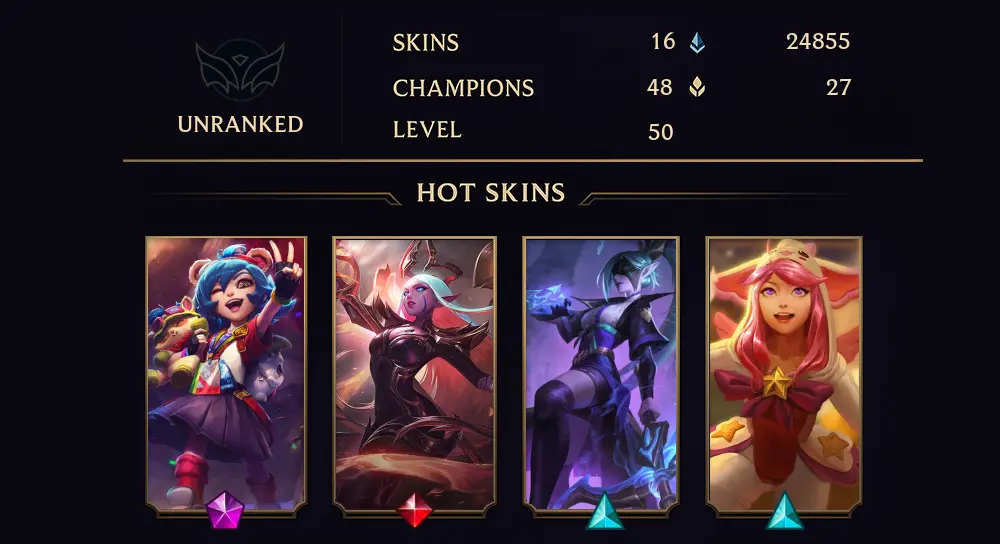 UNRANKED - 50 LVL - 16 SKIN