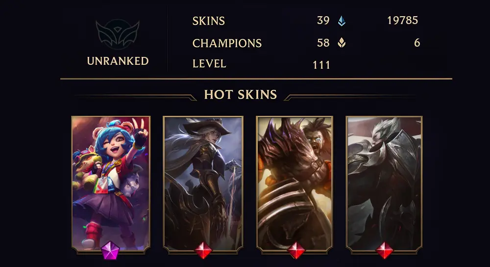 UNRANKED - 111 LVL - 39 SKIN